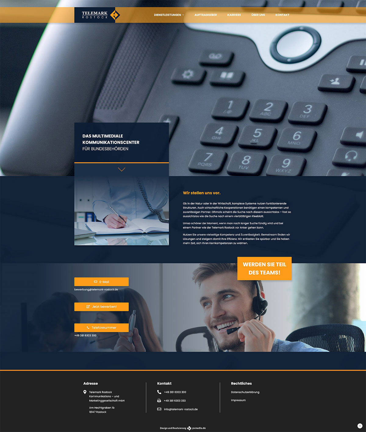Moderne Webseite für Telemark Rostock — Website