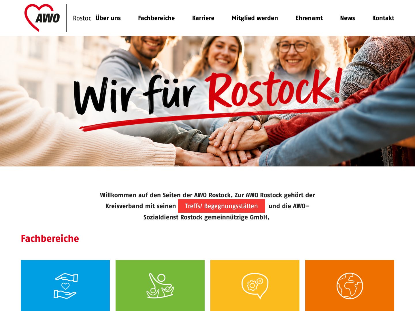 Startseite von awo-rostock.de — Website für den AWO Sozialdienst Rostock