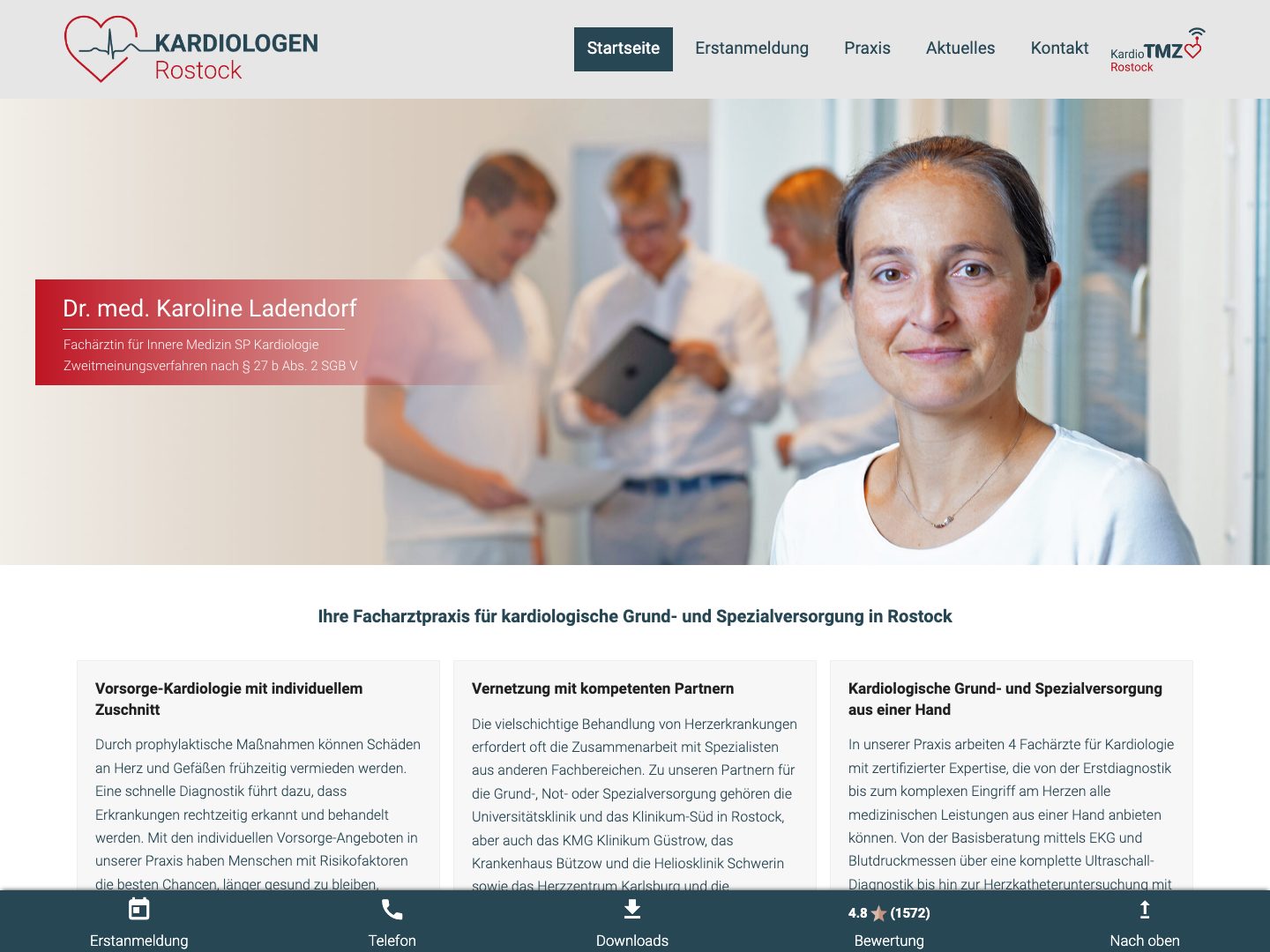 Startseite von kardiologen-rostock.de — Website und Markenauftritt für die Kardiologen Rostock