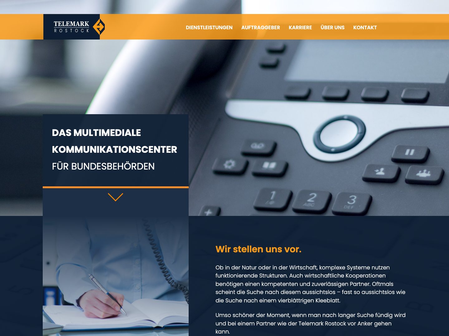 Startseite von telemark-rostock.de — Website für Telemark Rostock