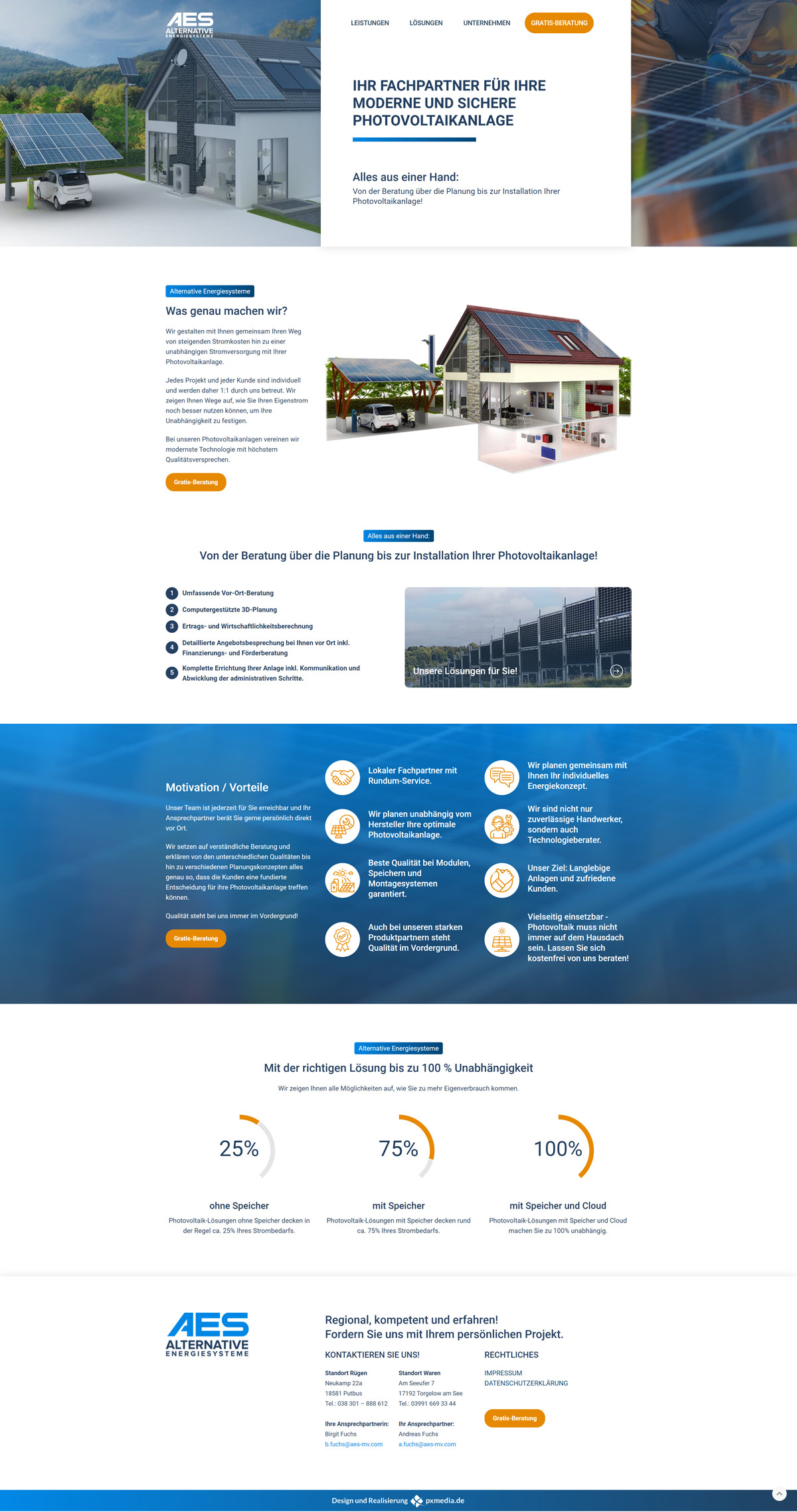 Alternative Energiesysteme Scrollbild Webdesign pxmedia