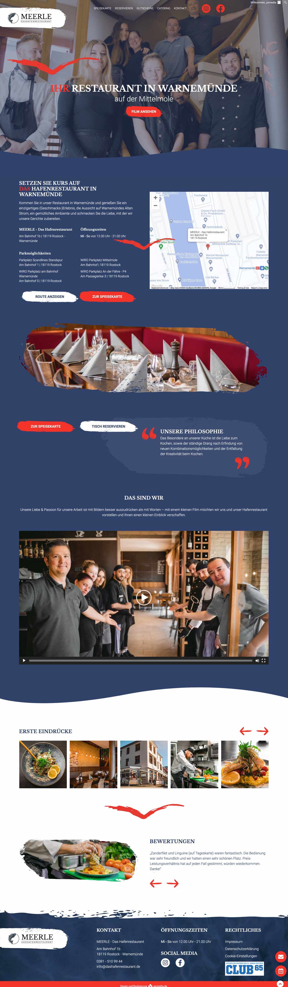 MEERLE - das Hafenrestaurant Webdesign Website Imagefilm Warnemünde Rostock
